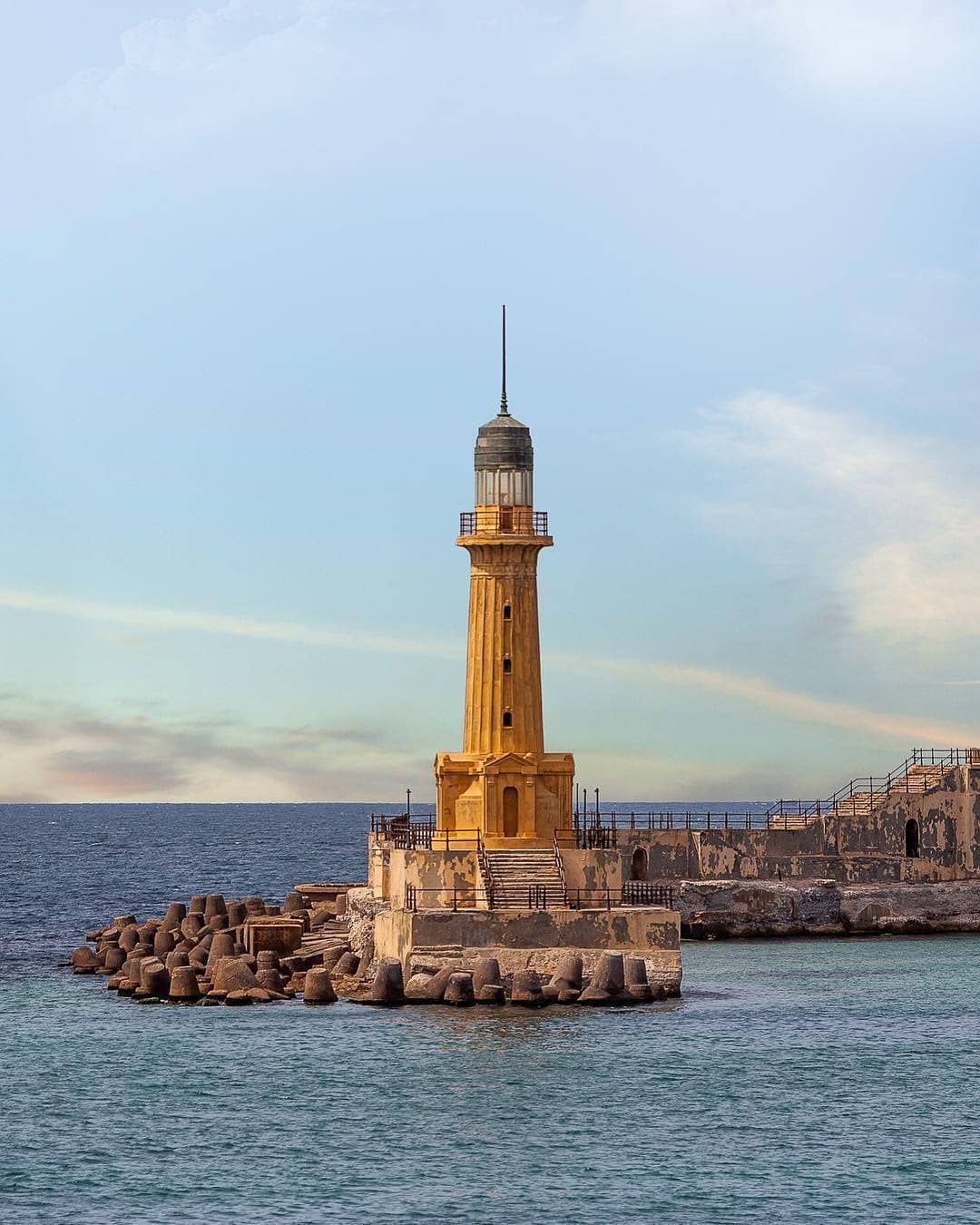 Ancient Lighthouse of Alexandria site Pharos island Mediterranean coast